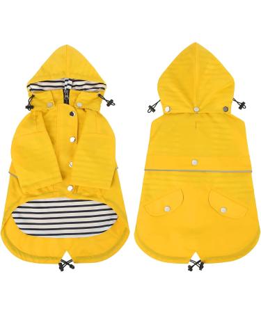 HDE Dog Raincoat Double Layer Zip Rain Jacket with Hood - 3XL Yellow - Buy Online on GoSupps.com