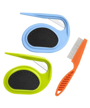 Knotenkamm hair removal tool 2 PCs knot comb Beauty tools pet massage comb for cats combs Shedding Brush Dog Hair pet requirement portable de-filtering comb (blue+green)