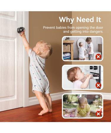 EUDEMON 4 Pack Door Knob Safety Covers - Childproof Lock for Kids - Clear-Black - Buy Online on GoSupps.com