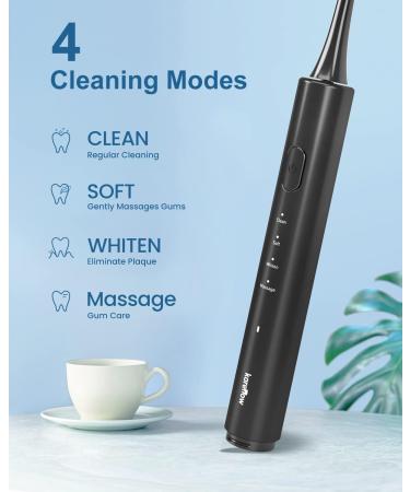 KareNow Electric Toothbrush for Adults - Rechargeable 4 Modes, 8 Replacement Heads, Smart Timer - Black - Buy Online on GoSupps.com