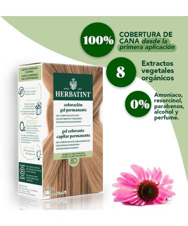  Herbatint Herbatint 8D Light Golden Blonde Gel Hair Color 170ml No Ammonia Optimal Coverage of Grey Hair with 8 Organic Extracts Ideal for Sensitive Skin - Buy Online on GoSupps.com