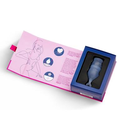 Satisfyer Feel Secure Menstrual Cup - Reusable Silicone Period Cup with Stem - 2 Sizes for All Flows - Soft Flexible & Body-Safe - Easy Insertion & Removal (Dark Blue - Buy Online on GoSupps.com