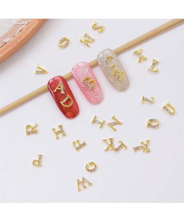57pcs Gold Letters Nail Stud Alloy Rhinestone + Dollar Sign Money Nail Art Charms for Acrylic Nails - B-Golden - Buy Online on GoSupps.com