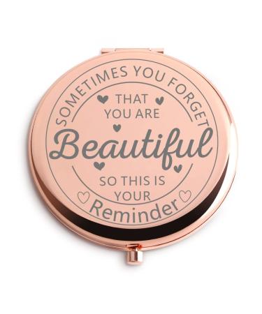Inspirational Encouragement Gifts for Women Rose Gold Compact Cute for Purse Travel Folding Hand Mirror for Thanksgiving Retirement Engagement