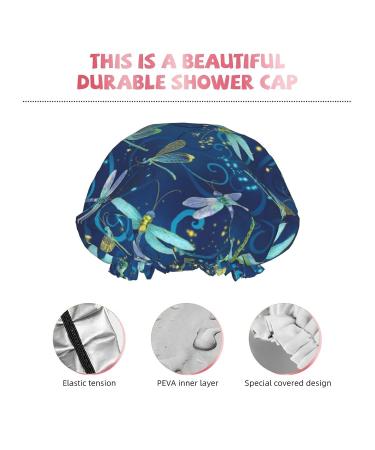Dragonfly Shower Cap - Reusable Waterproof Hair Cap with PEVA Lining & Double Protection Layers - Buy Online on GoSupps.com