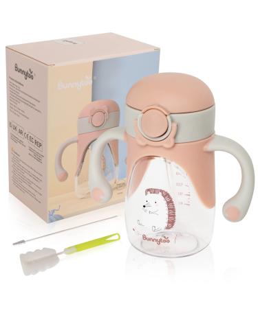 Bunnytoo Baby Sippy Cup with Weighted Straw - Ideal for 1+ Year Old and Transitioning Infants 6-12 Months - Spill-Proof and Easy to Hold with Handle - 8oz (Apricot) Apricot|Handle