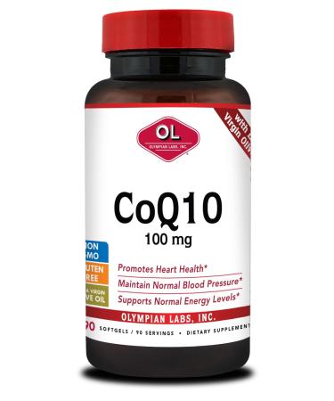 Olympian Labs Coenzyme Q10 100mg Softgels formulated with Extra Virgin Olive Oil Heart Health Support Cell Protection from Free Radicals 100mg 90 Count (Pack of 1)