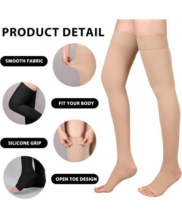 Thigh High Compression Stockings 20-30mmHg for Women & Men - Toeless Medical Compression Socks (Beige Size L) - Shop Now - Buy Online on GoSupps.com
