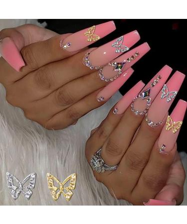 20Pcs Alloy Butterfly Nail Charms - 3D Metal Rhinestones for Acrylic Nails | Shiny Crystal Nail Art Gems for DIY Manicure - Women's Nail Decoration Supplies - Buy Online on GoSupps.com