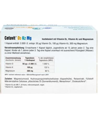 CEFAVIT D3 K2 Mg 2 000 IU Hard Capsules - 100 Pcs | Premium Vitamin D & K Supplement | Buy Worldwide - Buy Online on GoSupps.com
