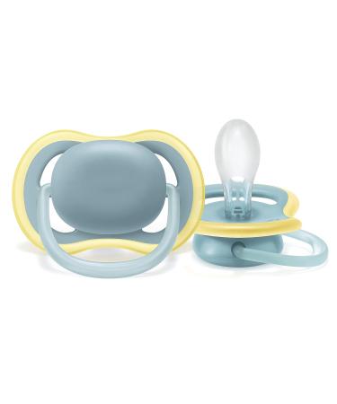 Philips Avent Ultra Air Pacifier 2 Pack - BPA-Free Breathable for 18+ Months Includes Sterilization Box - Light Green/Gray (SCF349/01) - Buy Online on GoSupps.com