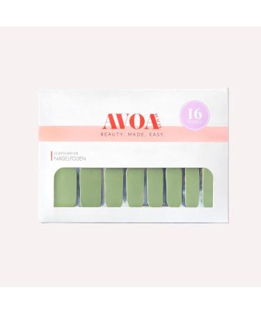 Avoa Beauty Nail Film - Its a Match (A)! | Pastel Olive Green Monochrome Design | 16 Long-Lasting Self-Adhesive Nail Wraps - Buy Online on GoSupps.com