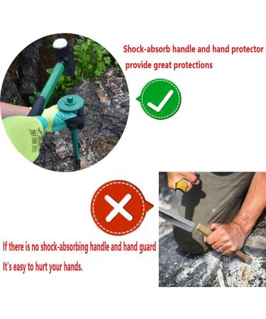 2lb Sledge Hammer & Flat Chisel with Hand Protection + Gloves - Ideal for Tile, Rock, Masonry, Concrete & Brick - Anti-Slip Handled Small Drilling Hammer - Green - Buy Online on GoSupps.com