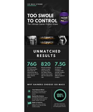 Ultimate Nutrition ISO Mass Xtreme Gainer - Isolate Protein Powder with Creatine | 60g Protein for Lean Muscle Gain | 30 Servings - Banana Flavor - Buy Online on GoSupps.com