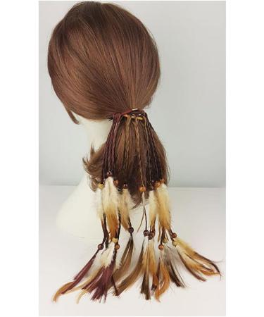 Set of 3 Handmade Boho Hippie Hair Rope Hair Band Headbands Head Wrap Elastics Feather Hair Tie Ponytail Holders Headdress Hair Accessories for Women Lady Girls (Brown) - Buy Online on GoSupps.com