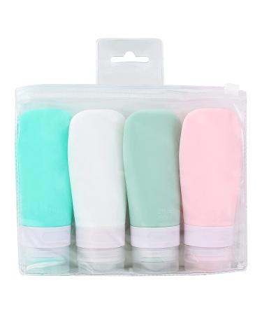 Leak Proof Silicone Travel Bottles Set - 4 Pack 2oz Squeezable Toiletry Containers for Shampoo, Lotion, Soap - Refillable & Portable - Buy Online on GoSupps.com
