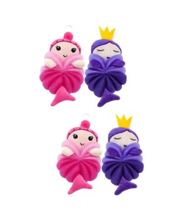 Healeved 4 Pcs Bath Ball Exfoliating Bath Sponge Loufas Cleaning Sponge Bath Brush Bathroom Shower Loofah Balls Bath Pouf Sponge Loofah Bath Scrubber Mermaid Bath Sponge Luffa Pe 1 Count (Pack of 1)