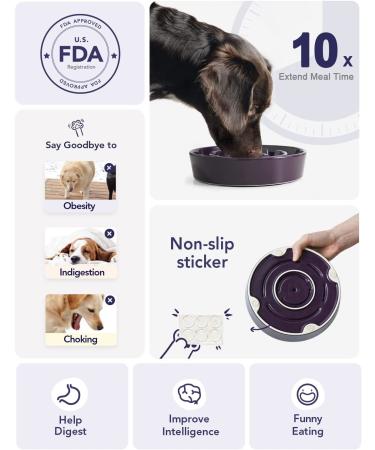 LE TAUCI Ceramic Slow Feeder Dog Bowl - Medium 1.5 Cups Maze Purple - Non-Slip & Chew-Resistant Puppy Food Bowl for Fast Eaters - Buy Online on GoSupps.com