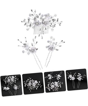 DOITOOL 1 Set White Outfit Flower Headpiece for Women Pearl Hair Side Comb Wedding Hair Comb Hair Clip Wedding Pearl Hair Comb Miss Metal Rhinestone Plastic Hairpin The Flowers - Buy Online on GoSupps.com