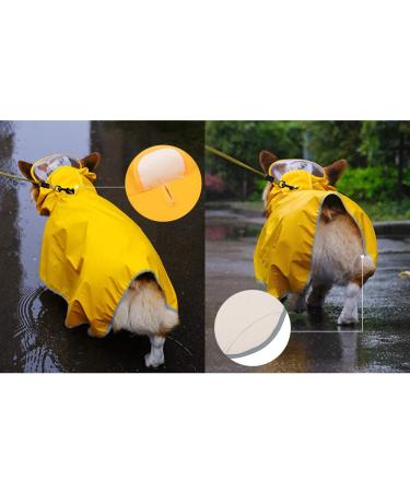 Luccalily Small Yellow Dog Raincoat with Hood | Waterproof Reflective Jacket for Small to Medium Dogs | Adjustable Belly Strap and Lightweight Poncho with Storage Bag - Buy Online on GoSupps.com