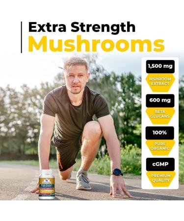 Cancer Sciences Brain Supplements for Memory and Focus - 1 500mg Brain Health Mushroom Supplement for Adults & Seniors - High Potency 40% Beta-Glucans for Immune Support & Vitamins 120 Capsules Brain Formula - Buy Online on GoSupps.com