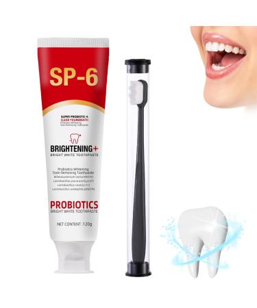 Sp-6 Toothpaste,Sp-6 Whitening Toothpaste for Oral Care,Bright White Toothpaste with Probiotics,Fresh Breath,Deep Cleaning Care Toothpaste