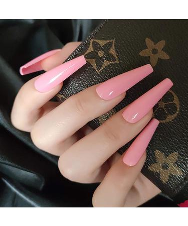 Sethain Shiny Coffin False Nails - Blue Ballerina Long Press-On Fingernails for Women & Girls (Complete Coverage) - Buy Online on GoSupps.com