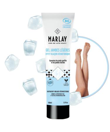 Marlay Cosmetics Light Leg Gel 100 ml - Cream for Heavy Legs Swollen Feet and Ankles - Blood Circulation Legs - Feeling of Freshness - Cold Effect - Made in France
