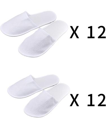 KRISMYA 24 Pairs Spa Slippers - Non-Slip Disposable Closed Toe Slippers for Men and Women | Ideal for Hotel, Home, Guest Use - White - Buy Online on GoSupps.com
