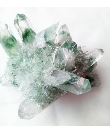 Crystal Rough Crystal 250g Green Ghost Cluster Crystal Stone Clear Quartz Crystal Cluster Natural Ghost Quartz Cluster Specimen Suitable for Home Office Decoration