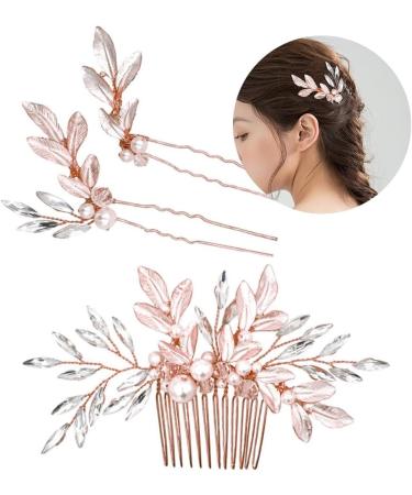Bridal Hair Comb with Vintage Retro Style: Elegant Leaf Hair Side Comb plus 2 Hair Pins Ideal for Women and Girls on Weddings Parties and Special Occasions - Buy Online on GoSupps.com