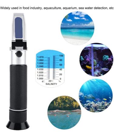 0-100% Salinity Refractometer Handheld Salinometer Sea Water Salt Concentration Tester Meter with Automatic Temperature Compensation for Seawater and Marine Fishkeeping Aquarium - Buy Online on GoSupps.com
