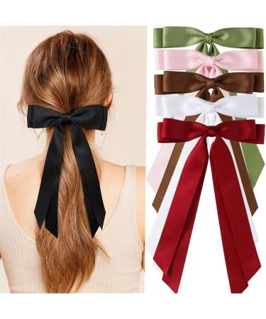 PLCPDM Sweet Long Bow Hair Clip Bow Elegant 2000s-style Bow Bunches Accessories Sweet Balletcore Milky white - Buy Online on GoSupps.com