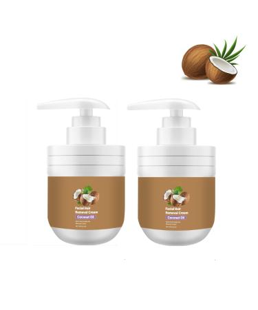 Generisch Pack of 2 coconut-based hair removal creams for face and body for women - Gentle and painless hair removal - Hair removal mousse for eyebrows upper lip chin - 100g