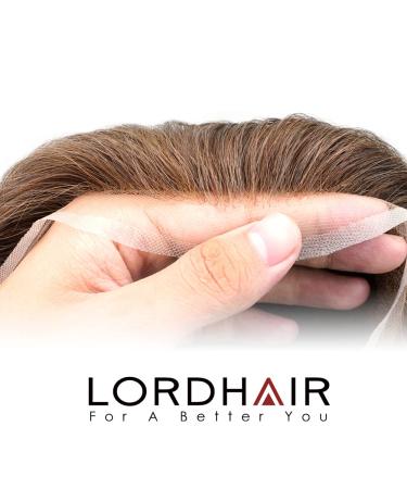 Lordhair Knotless Toupet for Men - 8x10 Inch Skin Top Human Hair System | Light Medium Density - Buy Online on GoSupps.com