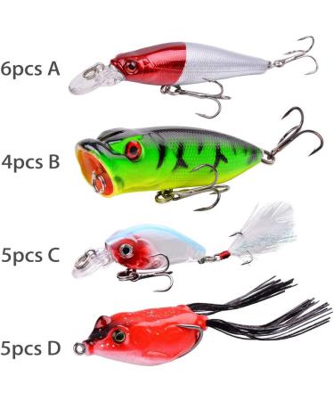 Aorace Fishing Lures Kit - 20pcs Mixed Minnow Popper Crank Baits for Saltwater Freshwater Trout Bass Salmon Fishing - Buy Online on GoSupps.com