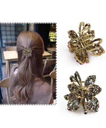 Lurrose Rhinestone Butterfly Mini Hair Claw Clips - Set of 5 | Metal Jaw Clips for Women's Hair Accessories - Buy Online on GoSupps.com