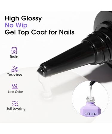 Gellen 100ml No Wipe Gel Top Coat - Long Lasting High Gloss Clear Nail Polish | UV Light Cured Soak Off | Salon Quality Gel for Beautiful Nails - Buy Online on GoSupps.com