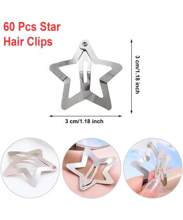 Paifeancodill Star Hair Clips 60 Pcs Star Snap Hair Clips Stars Shaped Hairclips Metal Snap Hair Clips Cute Star Hair Clips Hair Barrette Hairclips Anti-Skid Hair Star Barrettes Accessories (Silver) - Buy Online on GoSupps.com