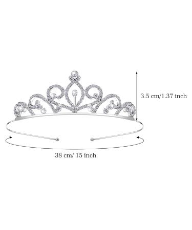 Girls Crystal Tiara Set - Heart Rhinestone Crown Headband for Wedding, Prom, Birthday Party - Buy Online on GoSupps.com