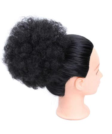 LEEONS 8 Inch Afro Puff Ponytail (Black) - Human Hair Kinky Curly Bun Drawstring Ponytail for Black Women - Buy Online on GoSupps.com