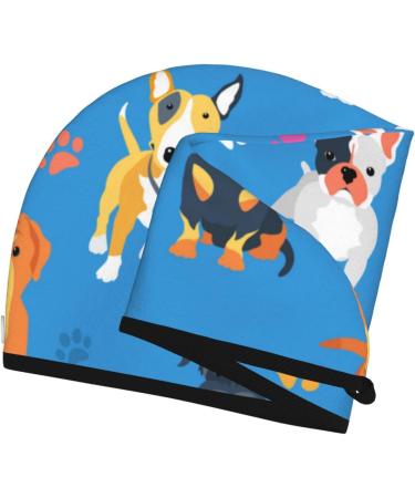 Shop Microfiber Hair Drying Cap for Curly & Thick Hair | Cute Dogs Towel Wrap - Quick Dry & Soft Absorbent - Buy Online on GoSupps.com