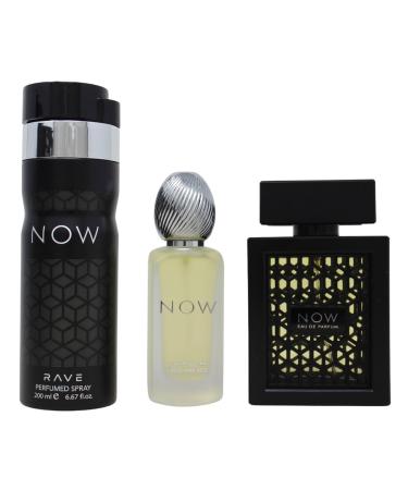 Lattafa Rave Now for Men 3 Piece Set (3.4 Oz Eau de Parfum Spray + 1.7 Oz Hair Mist + 6.7 Oz Deodorant Spray) 3.87 Fl Oz (Pack of 3) - Buy Online on GoSupps.com