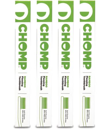 Chomp Bamboo Flossing Toothbrush (4-Pack) - Eco-Friendly Oral Care Solution - Buy Online on GoSupps.com