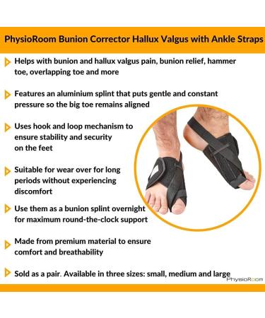 PhysioRoom Bunion Corrector with Ankle Strap & Toe Protectors Splint | Support Overlapping Toes Hallux Valgus Crooked Toe Separator | Comfortable Relieves Pain Ease Toe Protectors - Buy Online on GoSupps.com