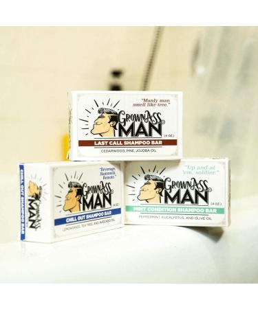 Grown Ass Man Co. 3-in-1 Solid Shampoo Bar - Variety Pack of 3 - Natural & Organic - Plastic Free & Eco-Friendly - 4oz Bar - Buy Online on GoSupps.com