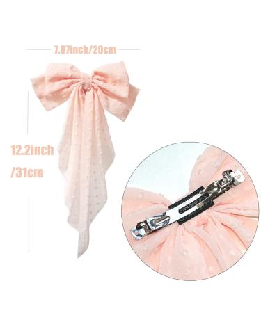 Large Chiffon Hair Bows Clips Set - Wedding & Bridesmaid Hair Accessories - White/Pink/Blue/Purple (4pcs) - Buy Online on GoSupps.com