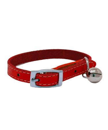 JK Cat Collar Real Leather with Safety Elastic Bell Available (Red)