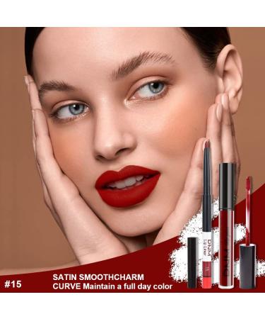 AMY'S DIARY Matte Dark Red Lip Liner and Lipstick Set - Waterproof 24H Liquid Lipstick Kit with Long Lasting Lip Liner - Matt Finish Makeup Set - Buy Online on GoSupps.com
