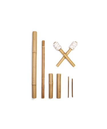 Bamboo Massageset - France Edition 8 Sticks - Made in Italy - Set made of wood for massage relaxation massage bamboo face body therapy stick tool